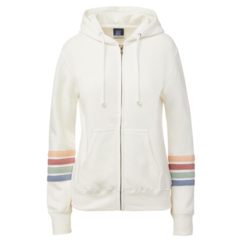 Women's Striped Sleeves Full-Zip Hooded Sweatshirt Thumbnail