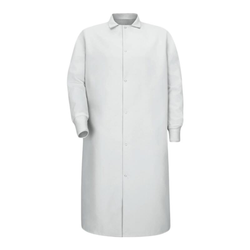 Unisex Gripper-Front Pocketless Butcher Coat With Knit Cuffs Thumbnail